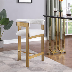 Meridian Romeo Cream Boucle Fabric Counter Stool