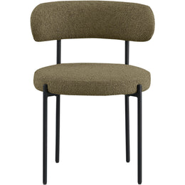 Meridian Beacon Olive Green Boucle Fabric Dining Chair