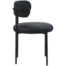 Meridian Beacon Black Vegan Leather and Boucle Fabric Dining Chair