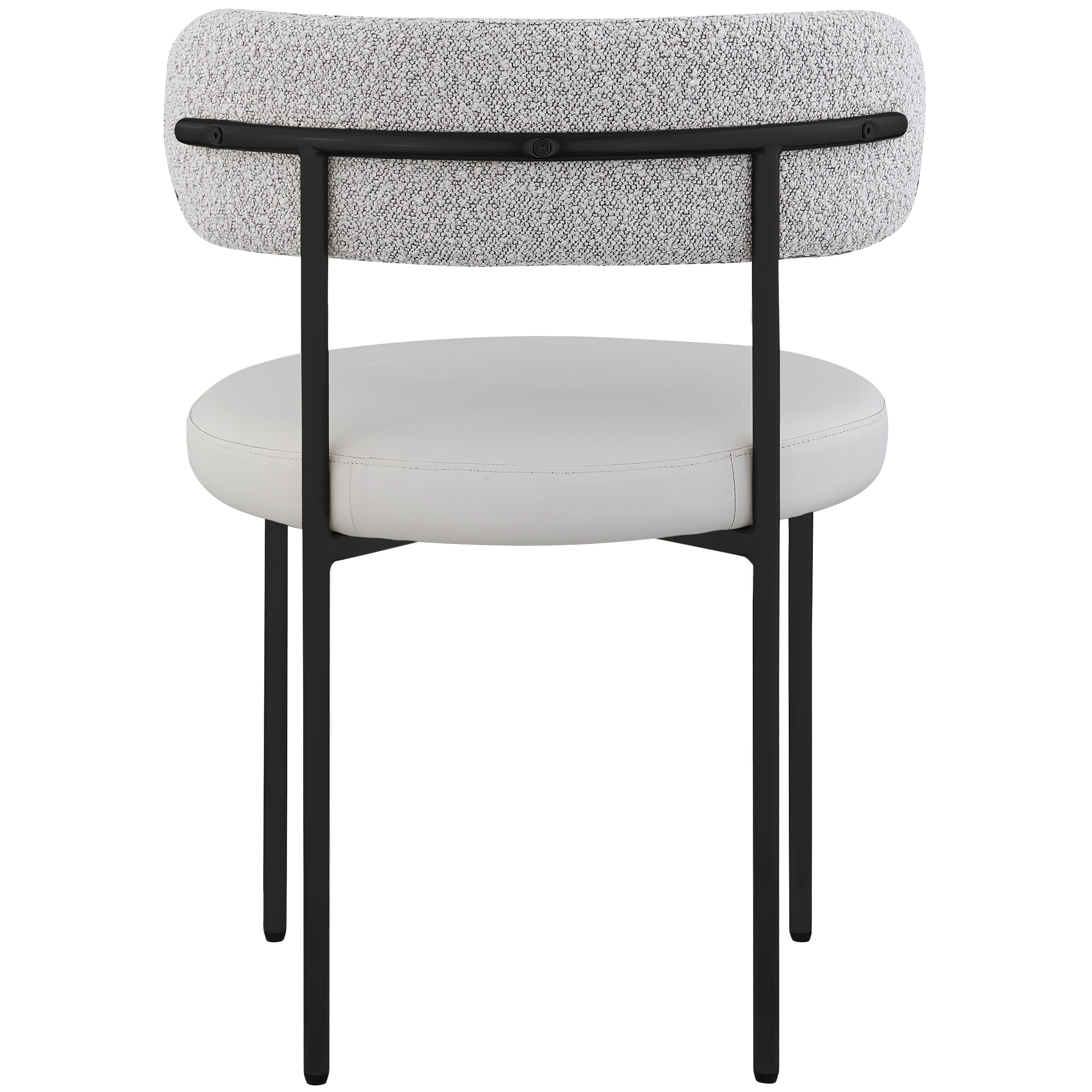 Meridian Beacon Taupe Vegan Leather and Boucle Fabric Dining Chair