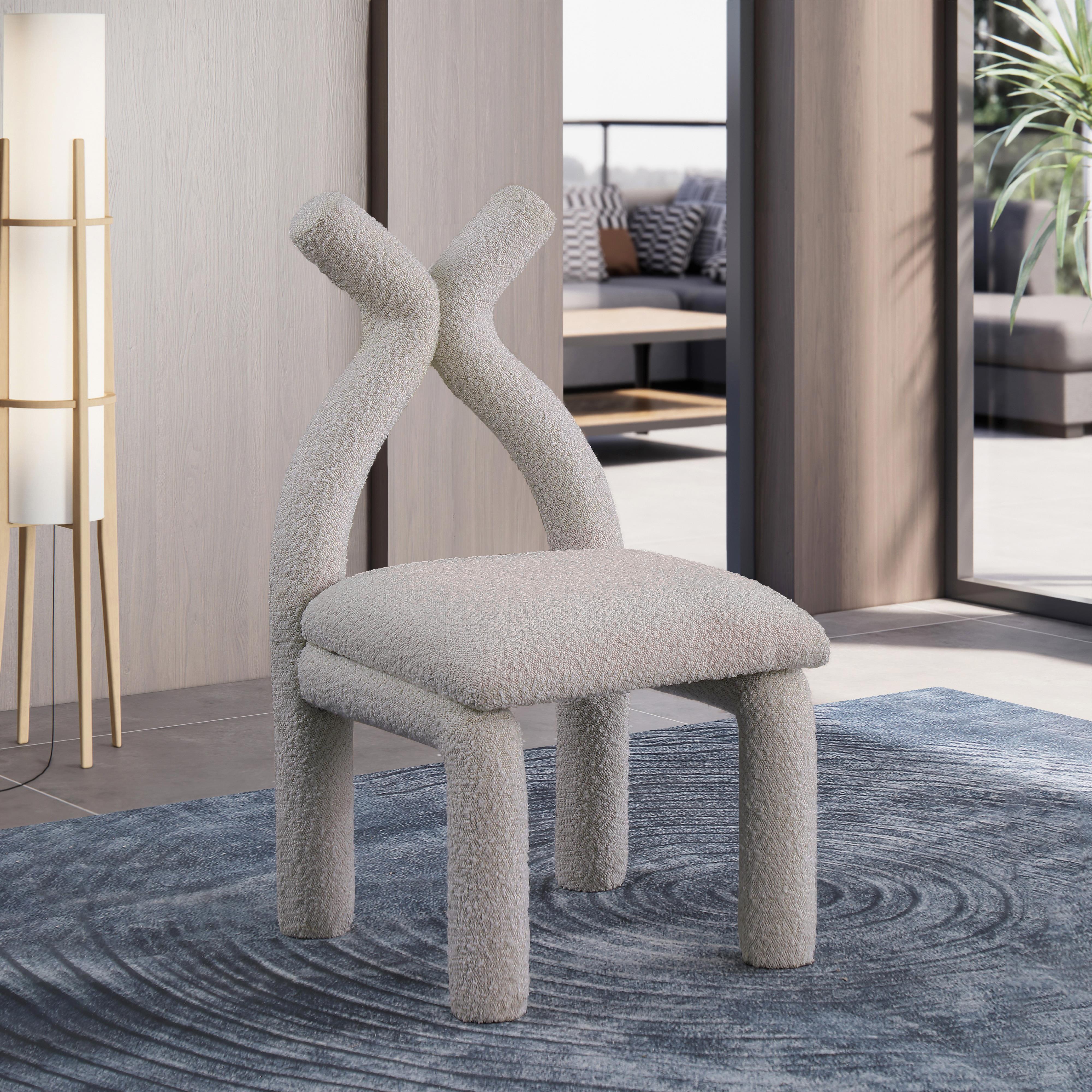 Meridian Xena Taupe Boucle Fabric Accent/Dining Chair