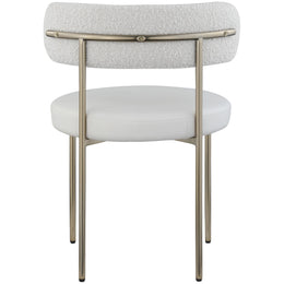 Meridian Beacon Cream Vegan Leather and Boucle Fabric Dining Chair