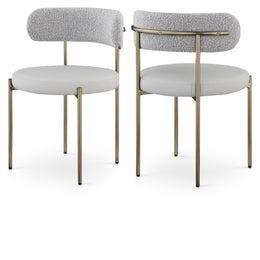 Meridian Beacon Taupe Vegan Leather and Boucle Fabric Dining Chair