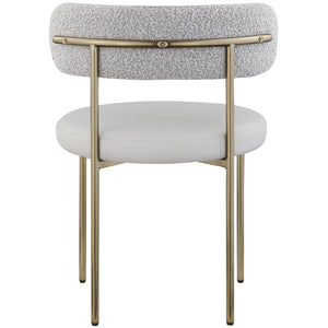 Meridian Beacon Taupe Vegan Leather and Boucle Fabric Dining Chair