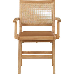 Meridian Abby Cognac Vegan Leather Dining Arm Chair