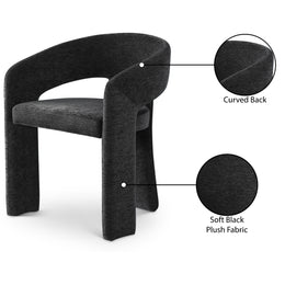 Meridian Rendition Black Plush Fabric Dining Chair