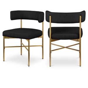 Meridian Rivage Black Durable Linen Textured Fabric Dining Chair