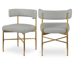 Meridian Rivage Light Grey Durable Linen Textured Fabric Dining Chair