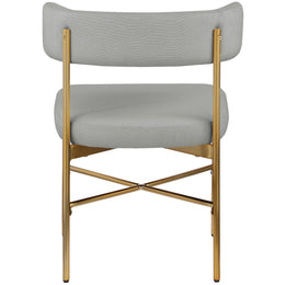 Meridian Rivage Light Grey Durable Linen Textured Fabric Dining Chair