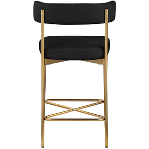 Meridian Rivage Black Durable Linen Textured Fabric Stool
