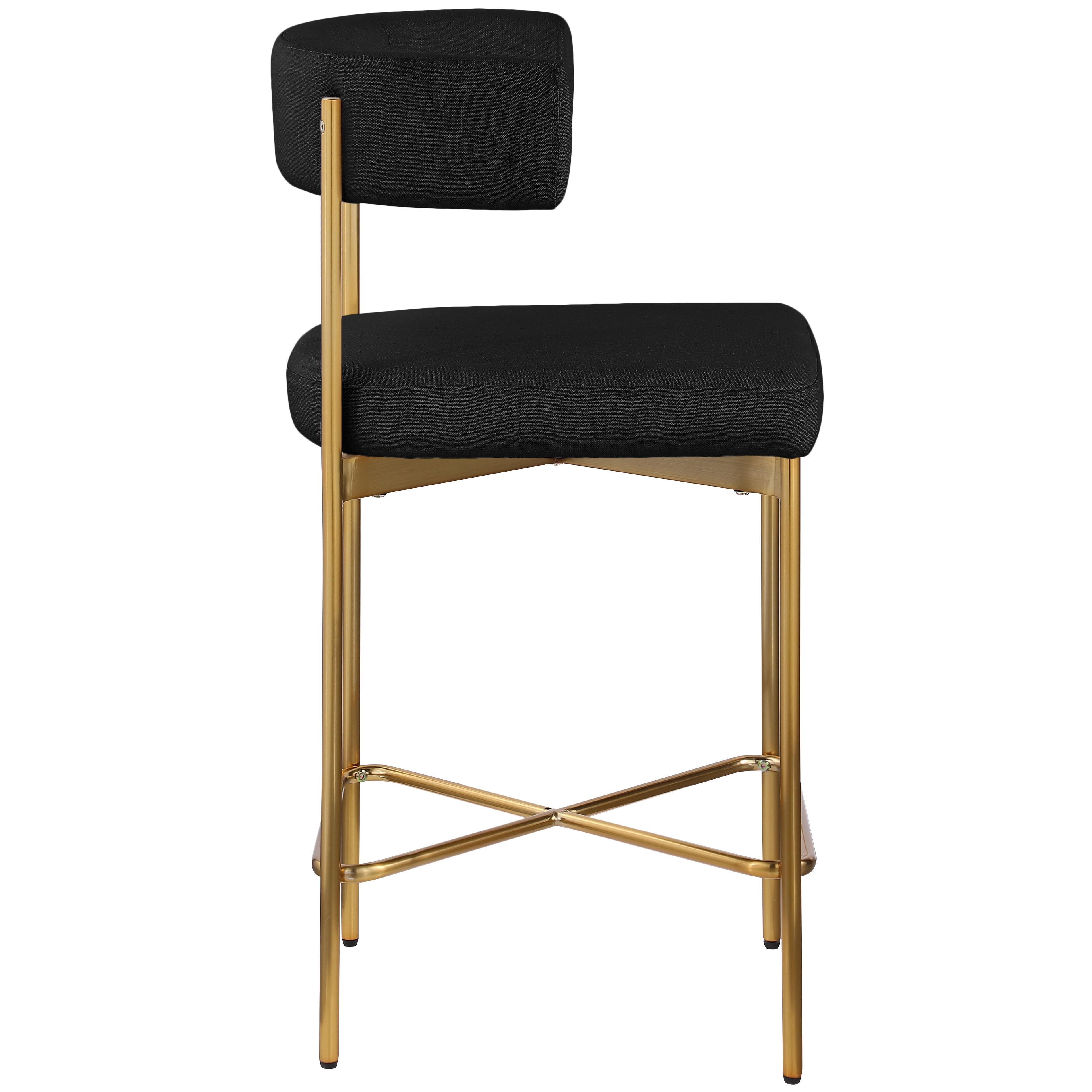 Meridian Rivage Black Durable Linen Textured Fabric Stool