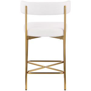 Meridian Rivage Cream Durable Linen Textured Fabric Stool