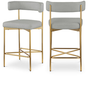 Meridian Rivage Light Grey Durable Linen Textured Fabric Stool