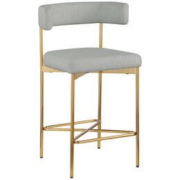 Meridian Rivage Light Grey Durable Linen Textured Fabric Stool