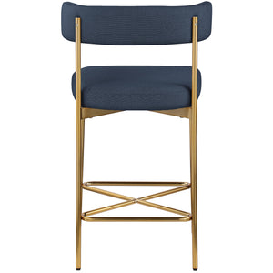 Meridian Rivage Deep Navy Durable Linen Textured Fabric Stool