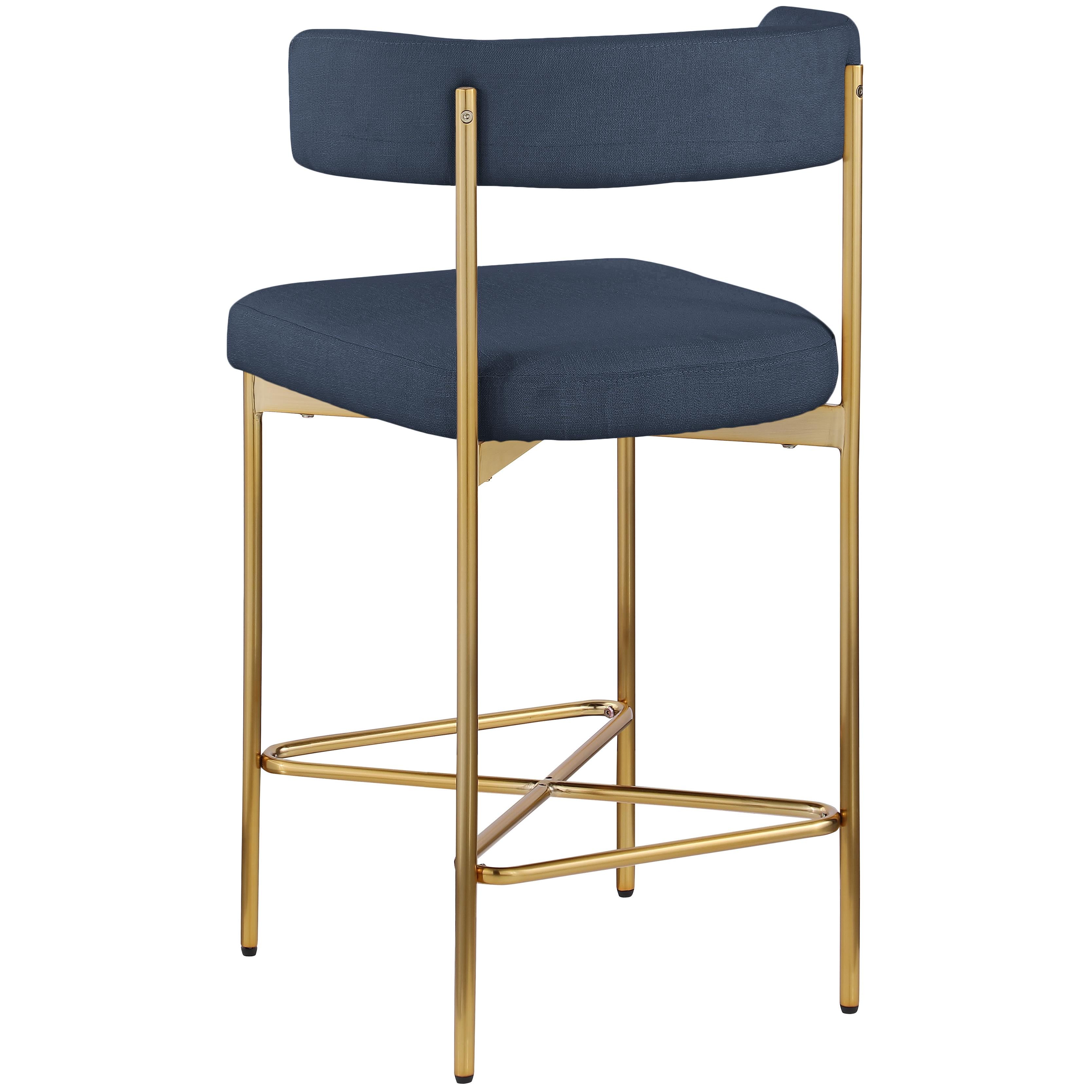Meridian Rivage Deep Navy Durable Linen Textured Fabric Stool