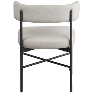 Meridian Rivage Beige Durable Linen Textured Fabric Dining Chair