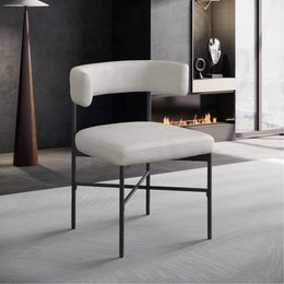 Meridian Rivage Beige Durable Linen Textured Fabric Dining Chair