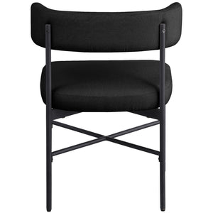 Meridian Rivage Black Durable Linen Textured Fabric Dining Chair
