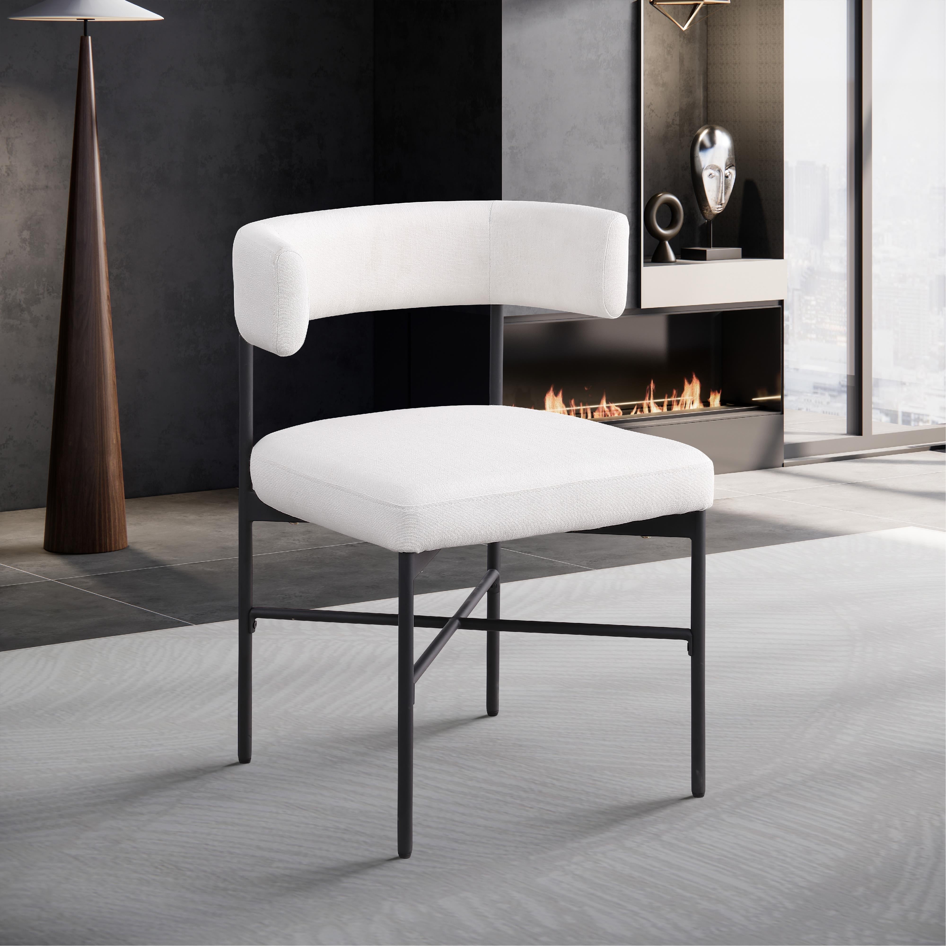Meridian Rivage Cream Durable Linen Textured Fabric Dining Chair