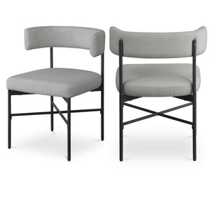 Meridian Rivage Light Grey Durable Linen Textured Fabric Dining Chair