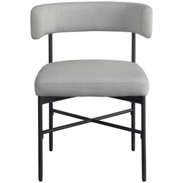 Meridian Rivage Light Grey Durable Linen Textured Fabric Dining Chair