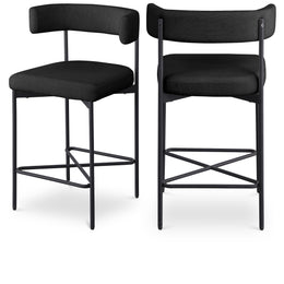 Meridian Rivage Black Durable Linen Textured Fabric Stool