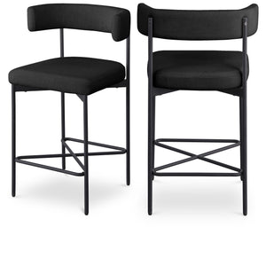 Meridian Rivage Black Durable Linen Textured Fabric Stool