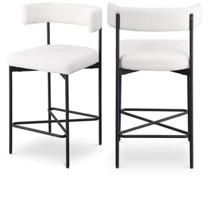 Meridian Rivage Cream Durable Linen Textured Fabric Stool