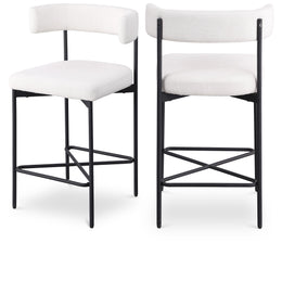 Meridian Rivage Cream Durable Linen Textured Fabric Stool