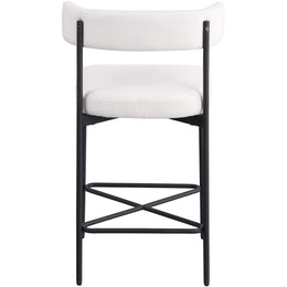 Meridian Rivage Cream Durable Linen Textured Fabric Stool