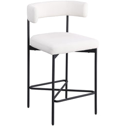 Meridian Rivage Cream Durable Linen Textured Fabric Stool