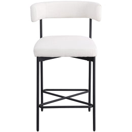 Meridian Rivage Cream Durable Linen Textured Fabric Stool