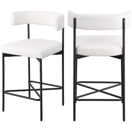Meridian Rivage Cream Durable Linen Textured Fabric Stool
