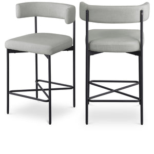 Meridian Rivage Light Grey Durable Linen Textured Fabric Stool
