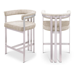 Meridian Marcello Beige Velvet Counter Stool