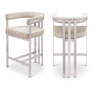 Meridian Marcello Beige Velvet Counter Stool