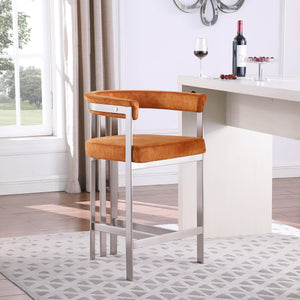 Meridian Marcello Cognac Velvet Counter Stool