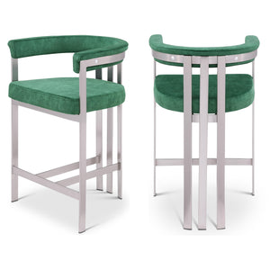 Meridian Marcello Green Velvet Counter Stool