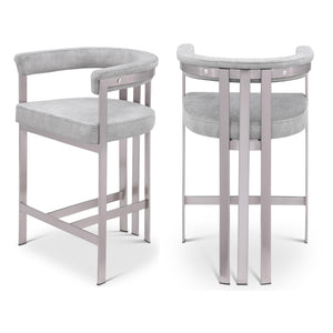 Meridian Marcello Grey Velvet Counter Stool