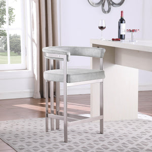 Meridian Marcello Grey Velvet Counter Stool