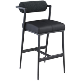 Meridian Stryker Black Boucle Fabric and Vegan Leather Stool