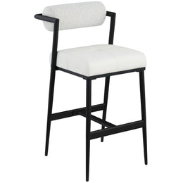 Meridian Stryker Cream Boucle Fabric and Vegan Leather Stool