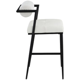 Meridian Stryker Cream Boucle Fabric and Vegan Leather Stool