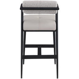 Meridian Stryker Taupe Boucle Fabric and Vegan Leather Stool