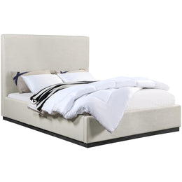 Meridian Alfie Beige Linen Textured Fabric King Bed