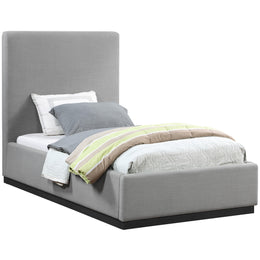 Meridian Alfie Grey Linen Textured Fabric Twin Bed
