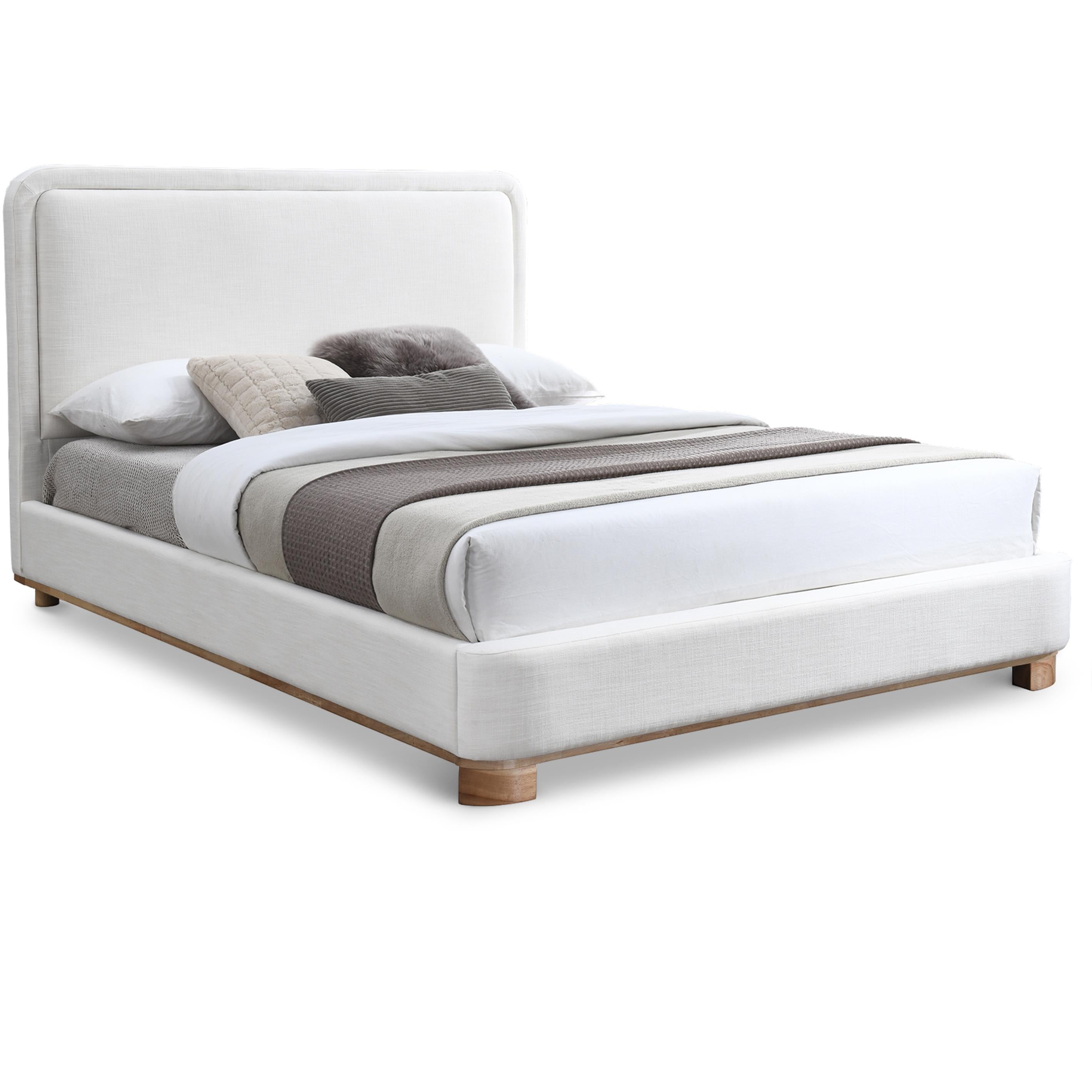 Meridian Nolita Cream Linen Textured Fabric Full Bed