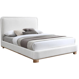 Meridian Nolita Cream Linen Textured Fabric King Bed