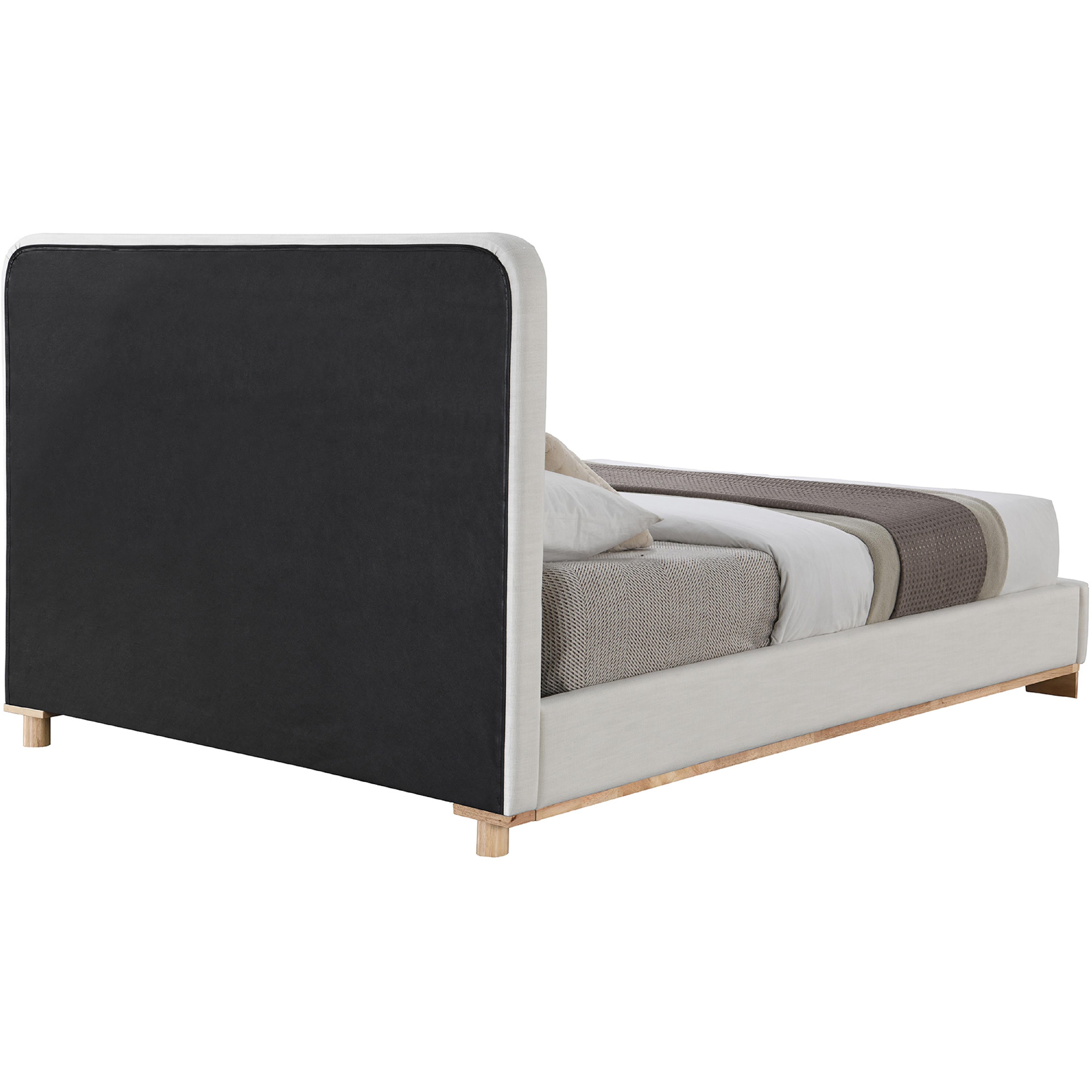 Meridian Nolita Cream Linen Textured Fabric Queen Bed